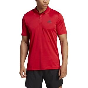 Adidas Short Sleeve Polo Shirt Golf Tennis Red Men's Size Large Black Logo EUC